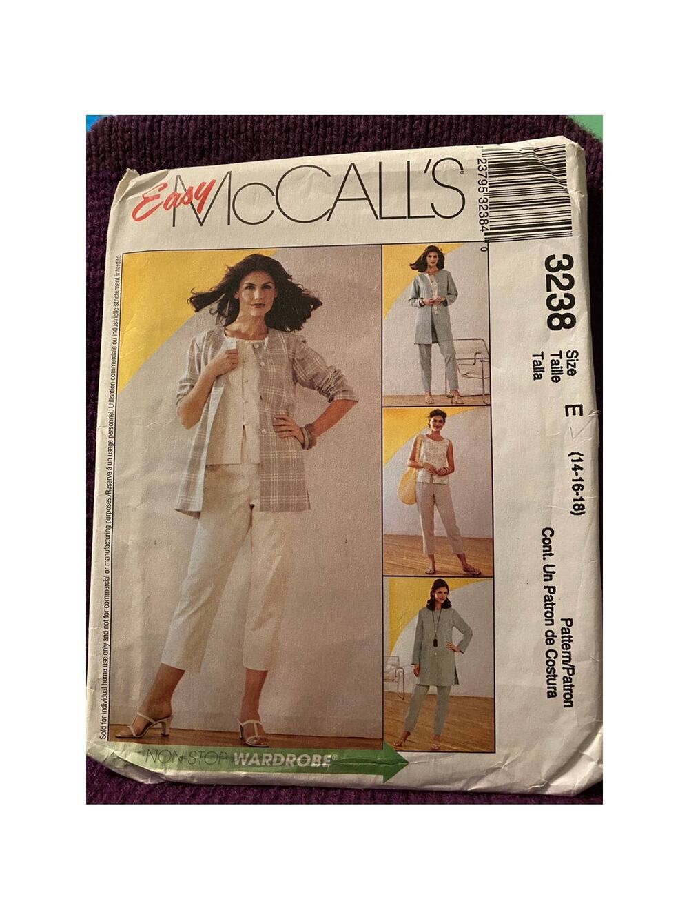 McCalls 3238 suit sewing pattern sz 14 16 18